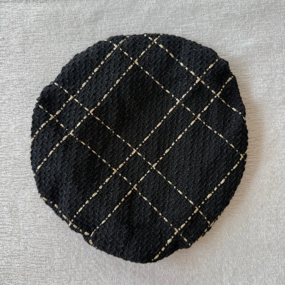 Blueberi Boulevard 2T Toddler Tweed Dress Black White Peter Pan Collar w/ Beret